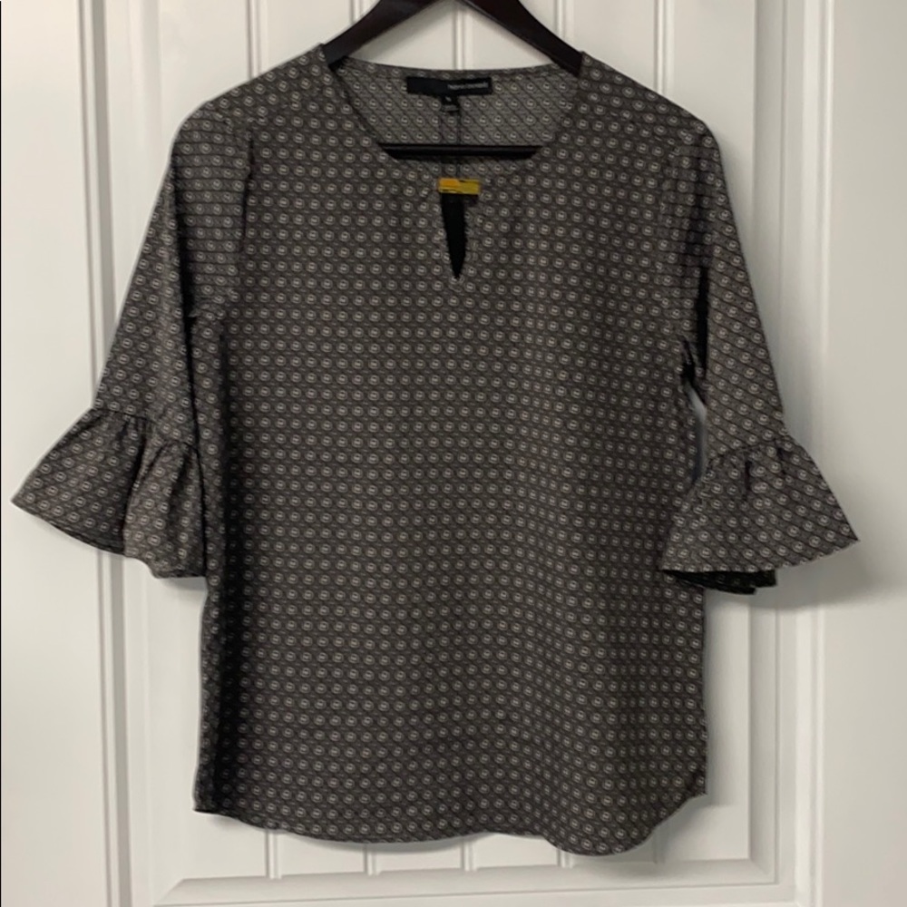 Grey Patterned 3/4 Sleeve Blouse, S